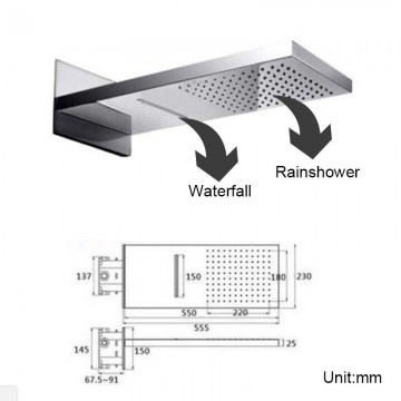 Detail douche kop waterval donker