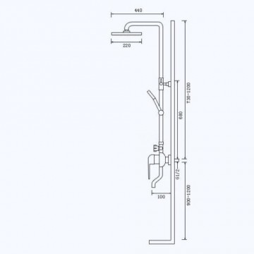 Detail opbouw douche