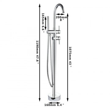 Detail vrijstaande bad kraan