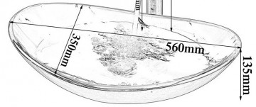 Detail waskom gehard glas