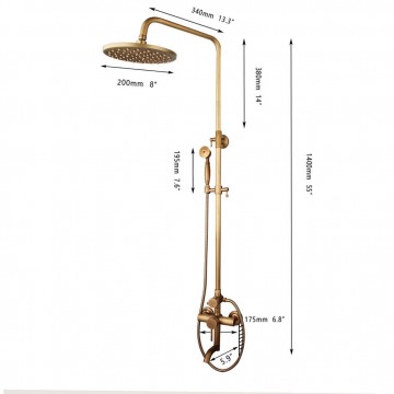 Details elegante bronskleurige opbouw regendouche