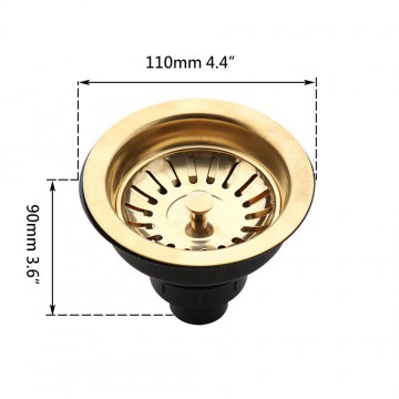 Details goudkleurige gootsteenafvoer keuken