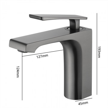 Details gun metal wastafel kraan