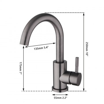 Details gun metal wastafelkraan