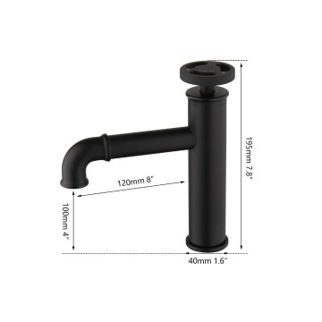 Details industriele wastafelkraan zwart