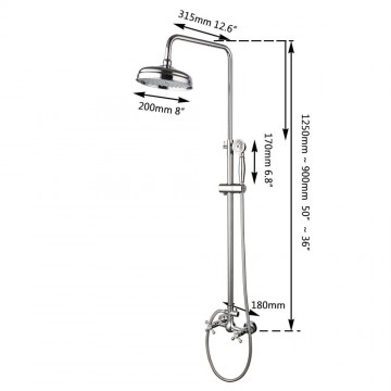 Details landelijke regendouche chroom