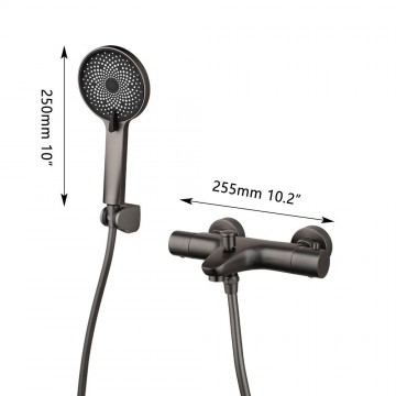 Details thermostatische gun metal badkraan