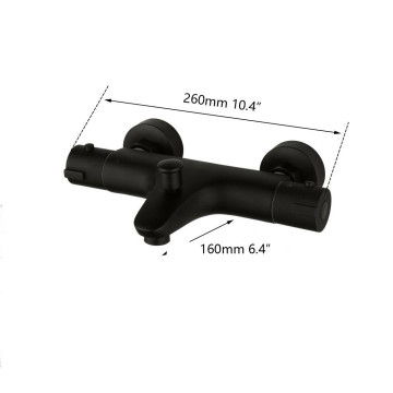 Details zwarte badkraan thermostatisch