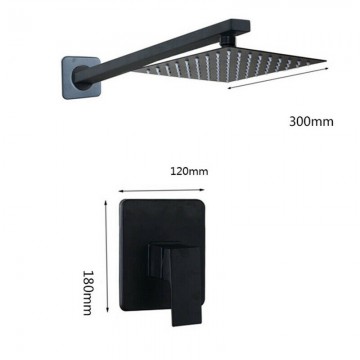 Details zwarte inbouw douche set