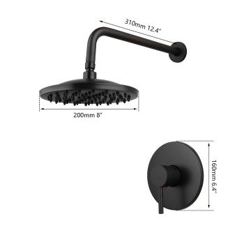 Details zwarte inbouw doucheset