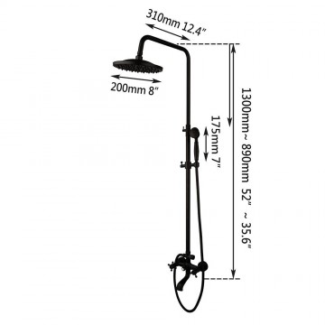 Details zwarte mengkraan opbouw regendouche
