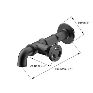 Details zwarte muurkraan industrieel