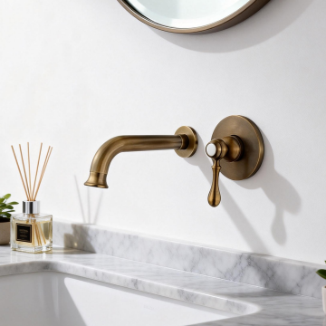 Donker bronskleurige inbouw muurkraan landelijke 2