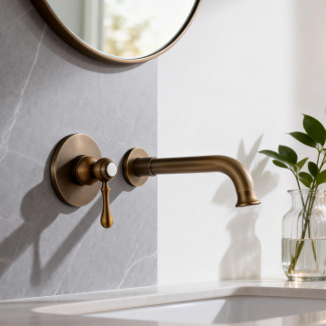 Donker bronskleurige inbouw muurkraan landelijke 3