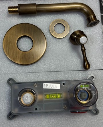 Donker bronskleurige inbouw muurkraan landelijke 5