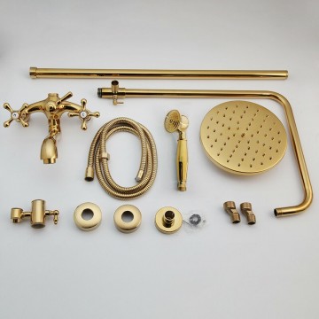 Douche met badkraan goud