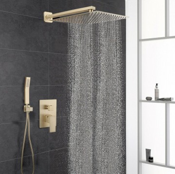 Douche set brushed goud inbouw 0