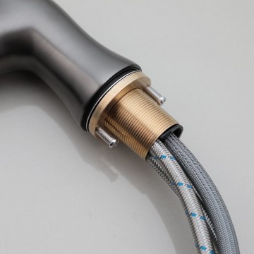 Draadbuis gun metal keukenkraan met uittrekbare kop