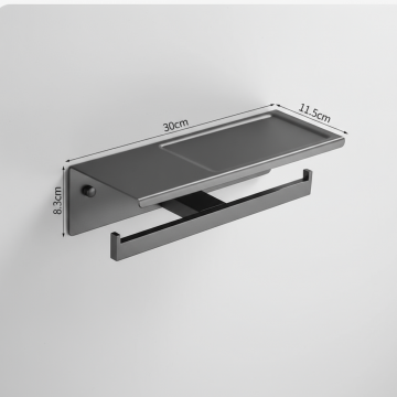 Dubbele wc rolhuder met plankje gun metal 2