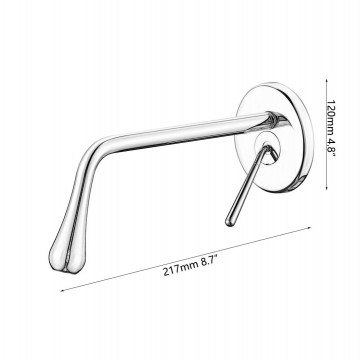 Elegante chroom muurkraan afmeting