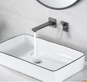 Fraaie inbouw wandkraan gun metal