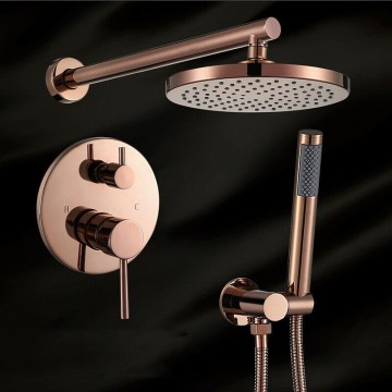 Fraaie rose gouden inbouw doucheset