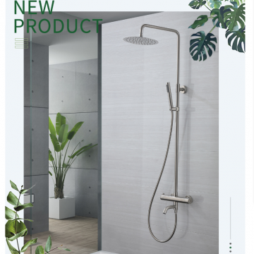 Geborstel nikkel opbouw regendouche thermostatisch 1