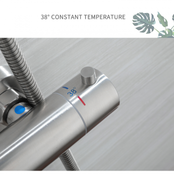 Geborstel nikkel opbouw regendouche thermostatisch 4