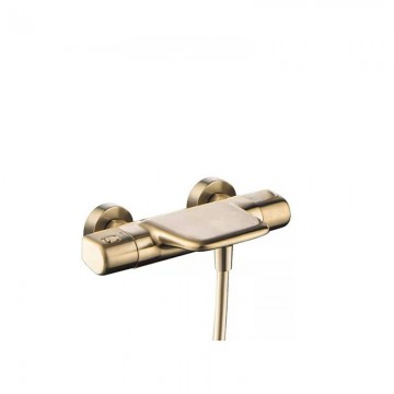 Geborsteld gouden thermostatische badkraan met glijstang 6