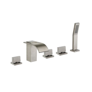 Geborsteld nikkel 5 delige waterval badkraan 2