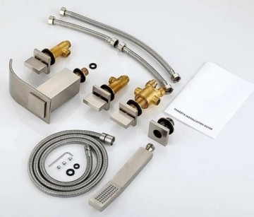 Geborsteld nikkel 5 delige waterval badkraan 7