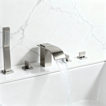 Geborsteld nikkel 5 delige waterval badkraan 8