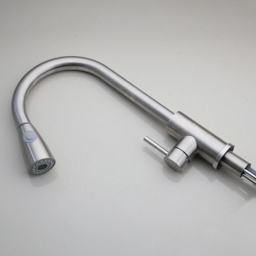 Geborsteld nikkel keukenkraan met uittrekbare sproeikop 2