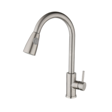 Geborsteld nikkel keukenkraan met uittrekbare sproeikop