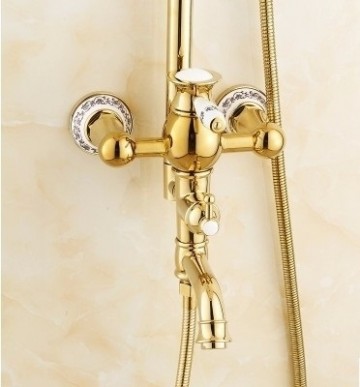 Nostalgische elegante goudkleurige regen douche set met badkraan