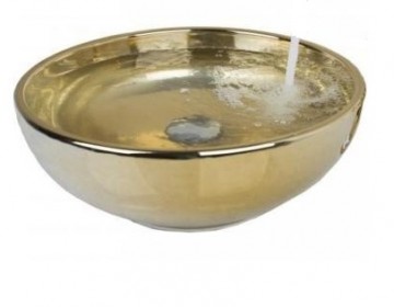 Elegante gouden waskom, goudkleurig afwerkt.