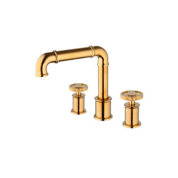 Goudkleurige 3 delige kraan voor wastafel