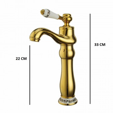 Goudkleurige kraan voor waskom