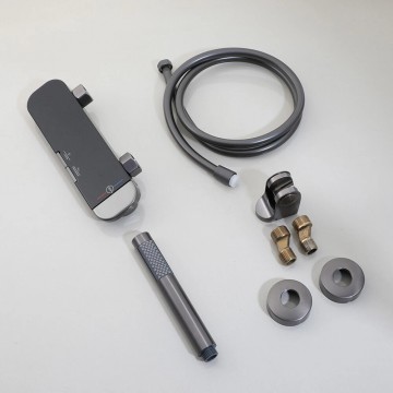 Gun metal badkraan handdouche set
