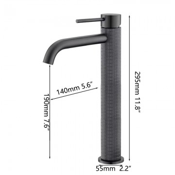 Gun metal hoge wastafelkraan met keramische schijven 3