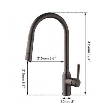Gun metal keukenkraan uittrekbare sproeikop 3
