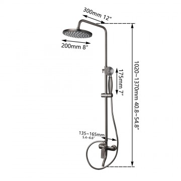 Gun metal opbouw doucheset 5