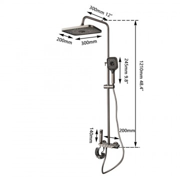 Gun metal opbouw regendouche luxe 4 weg 1