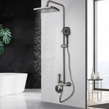 Gun metal opbouw regendouche luxe 4 weg 12