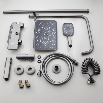 Gun metal opbouw regendouche luxe 4 weg 2