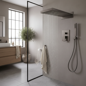 Gun metal stortdouche inbouw regendouche set 1