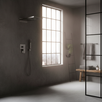 Gun metal stortdouche inbouw regendouche set 2