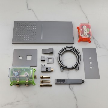Gun metal stortdouche inbouw regendouche set 7