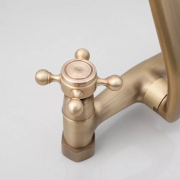 Hendel bronskleurige nostalgische muurkraan