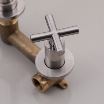 Hendel geborsteld nikkel muurkraan inbouw